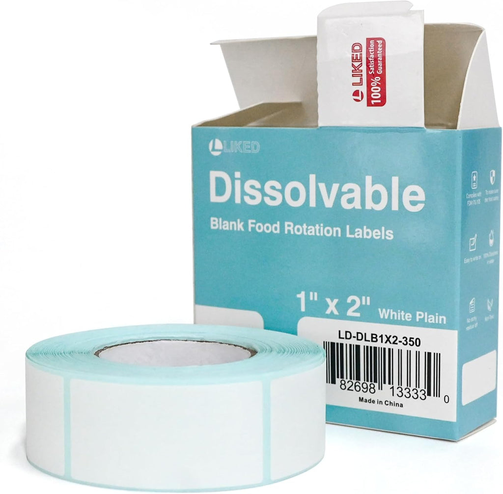 350 Stickers 1x2 inch Dissolvable Food Labels for Containers