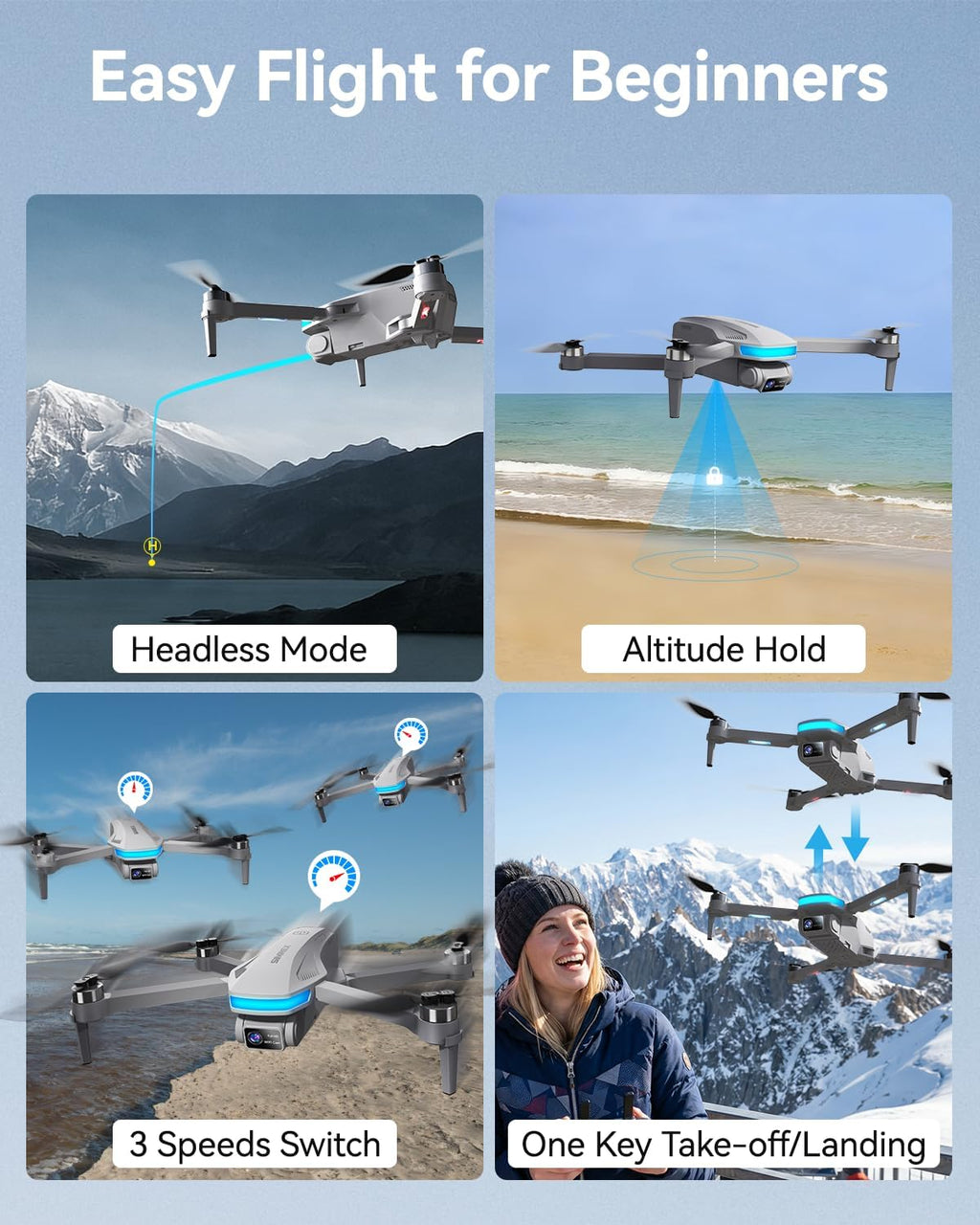 GPS Drone with Camera for Adults 4K, Brushless Motor Drones for Beginners ,5G WiFi FPV Foldable, Auto Return