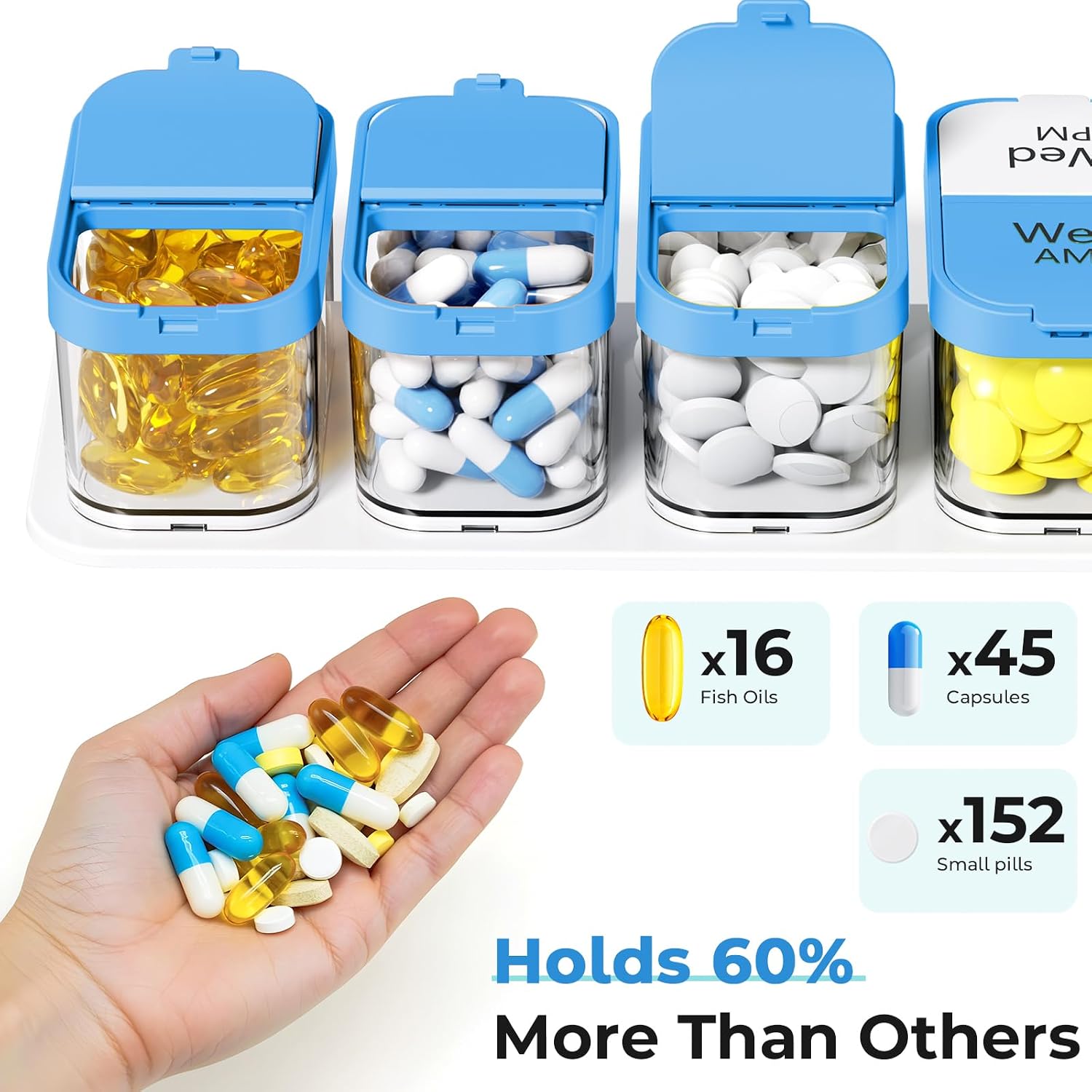 Extra Large Weekly Pill Organizer 2 Times A Day, XL Pill Box 7 Day Am Pm, Jumbo Medicine Organizer to Hold Daily