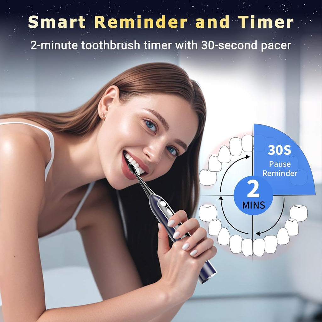 Electric Toothbrush with Water Flosser, Upgraded 2.0 Flossing Toothbrush with 5 Speeds & 3 Modes, 30 Days/Charge, for