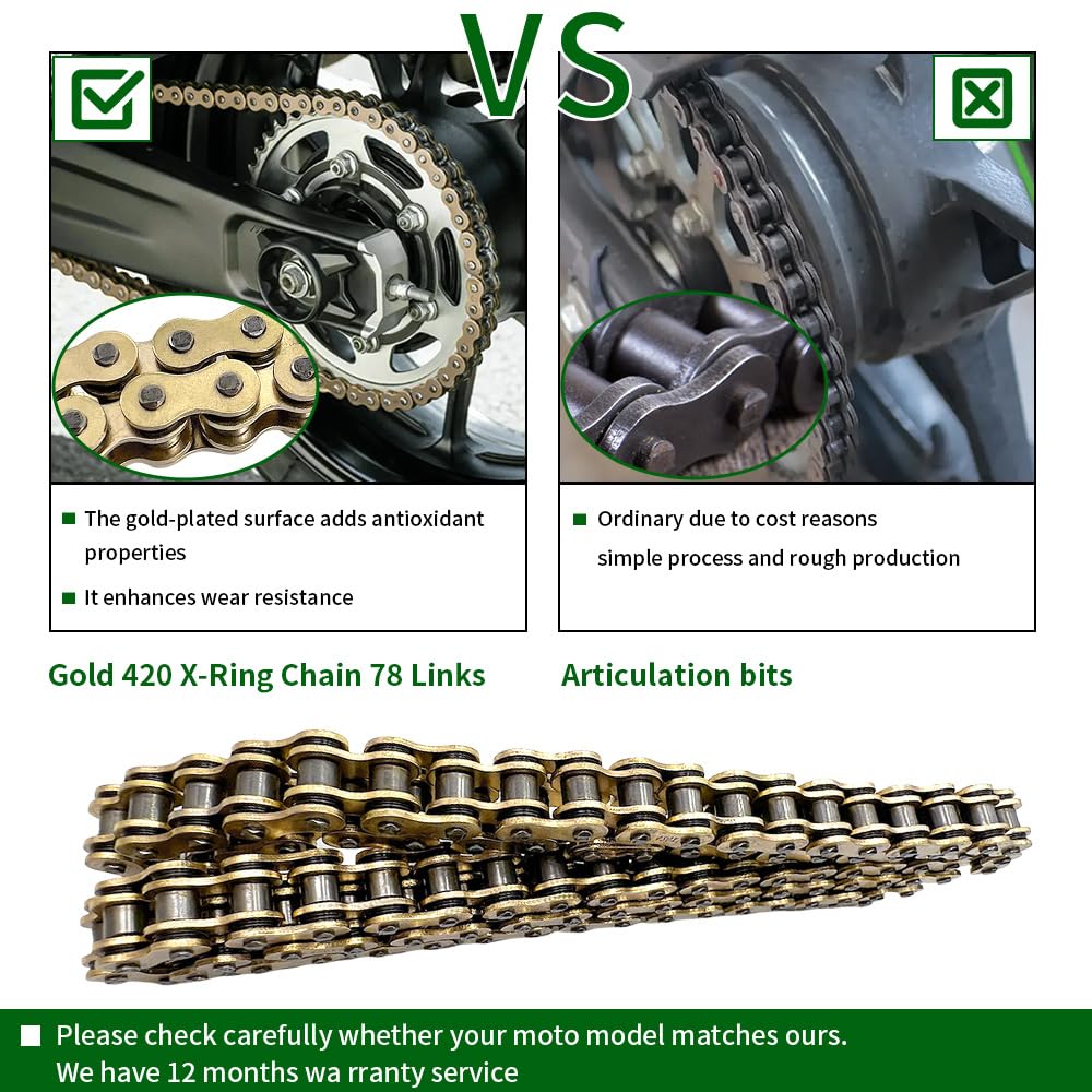 Gold 420 X-Ring Chain 104 Links - Universal Fit for Kawasaki, Yamaha