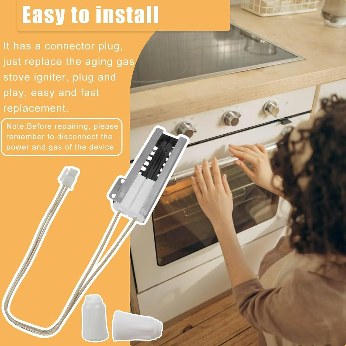 W11596211 Gas Range Oven Igniter Replacement Fit for KitchenAid Ovens KFGD500ESS04 KFGD500ESS06, Replaces 74007965 7432P143-60 W11532055 WP7432P143-60, New INGQI Replacement