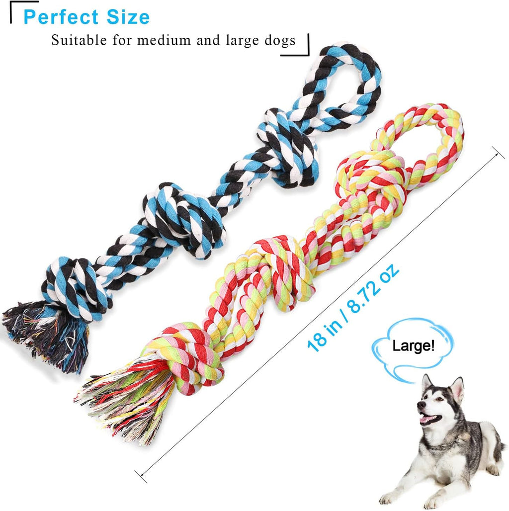 Dog Rope Toys 2 Nearly Indestructible Pet Toys for Medium to Large Breed, Dental Cleaning Chew Toys, Dogs Tug Toy for