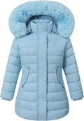 Girls Long Puffer Winter Coat Kid's Removable Hood Parka Jacket | Waterproof Polyester Outer, Soft Fleece Lined