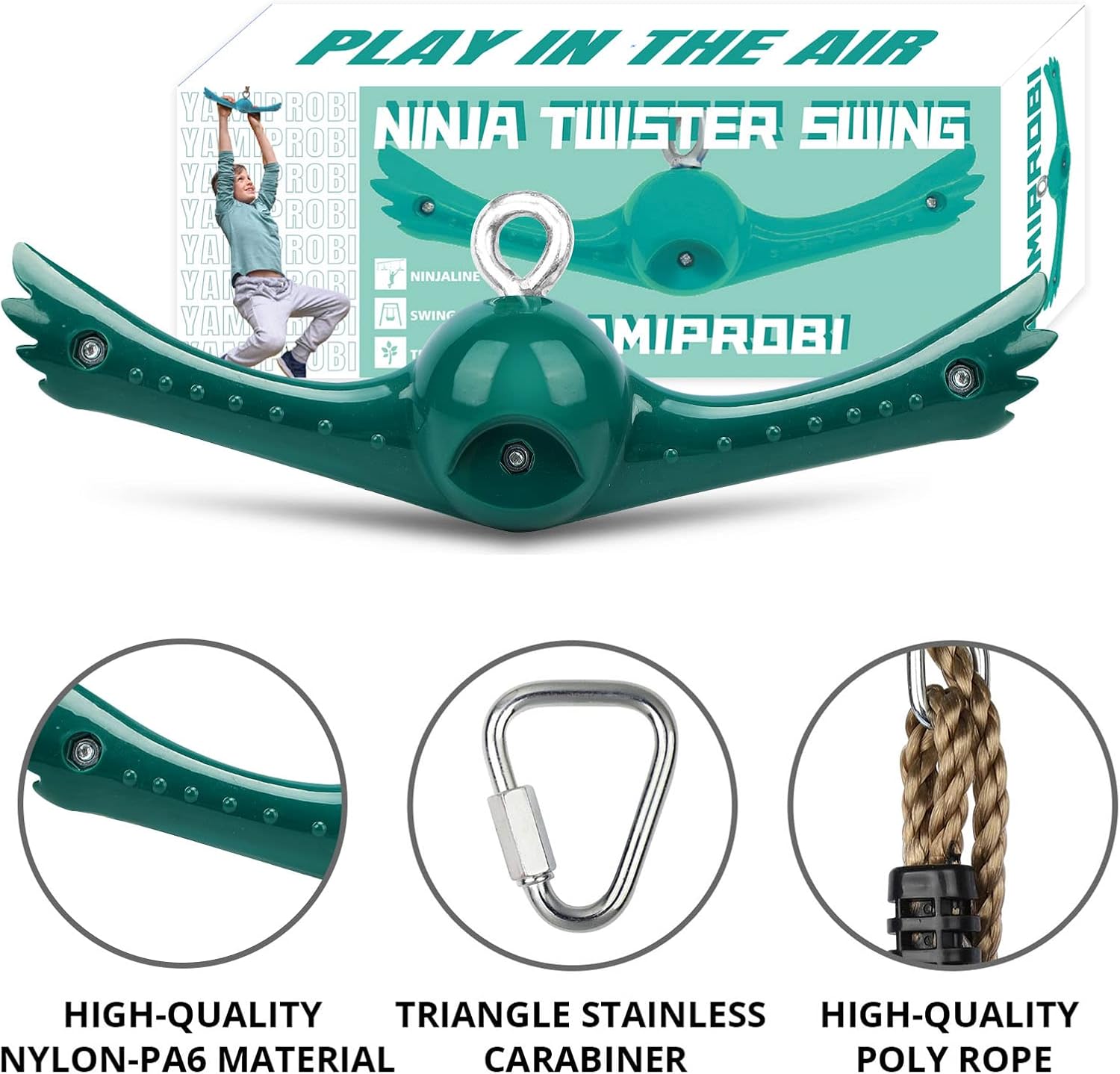 Swing Spins Set: 360° Handle Twist-Spin Flips Toy - Slackline Attachments Activate Play Powers - Accessories for