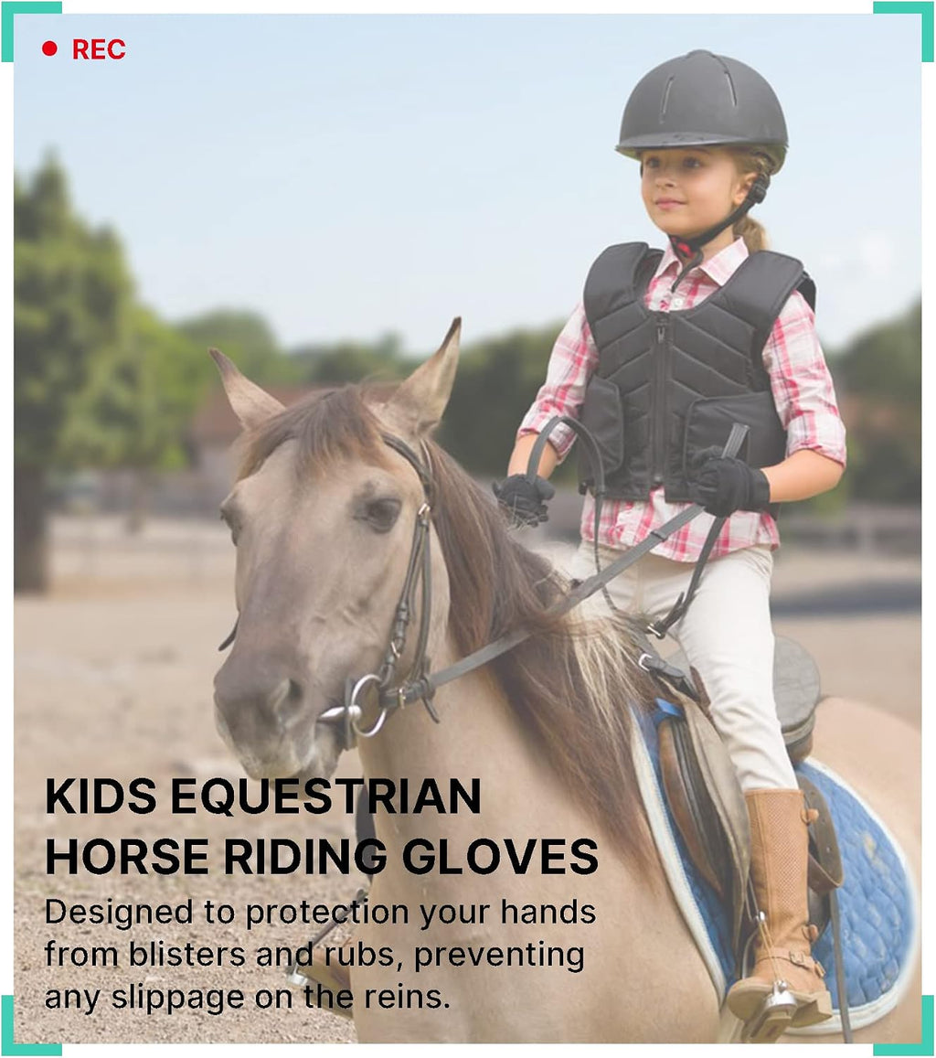 Kids Horse Riding Gloves Girls Youth Equestrian Gloves