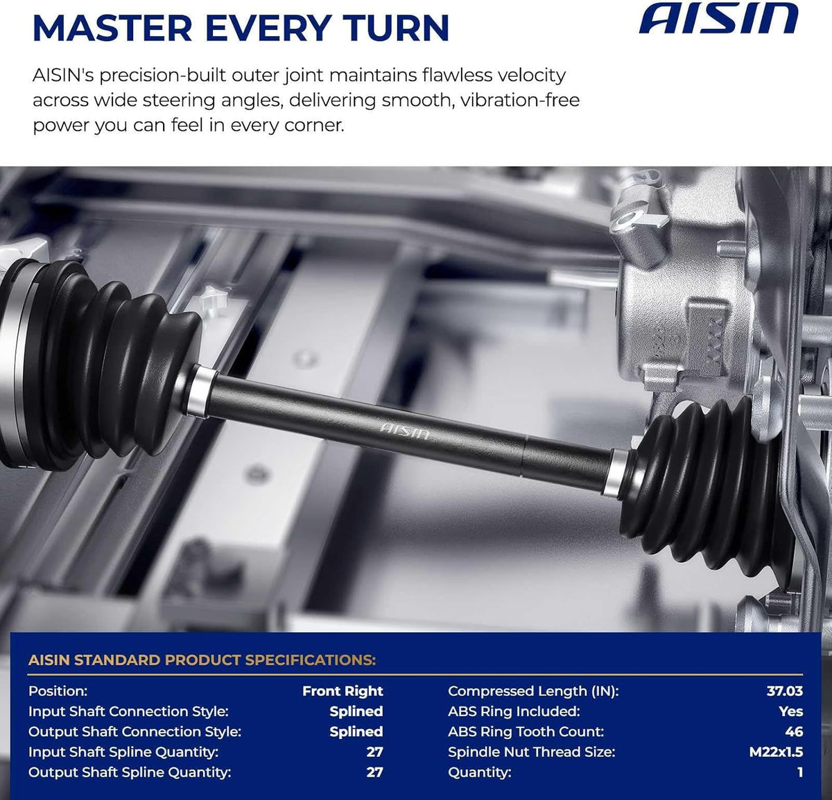 AISIN AFTERMARKET CVAAZ-01092 Front Right CV Axle Assembly