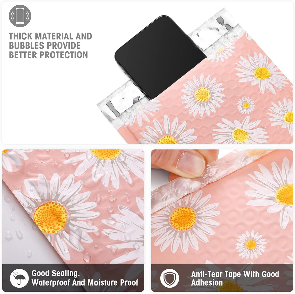 Bubble Mailers 6x10 Inch 100 Pack Pink Bubble Mailer Fancy Daisy
