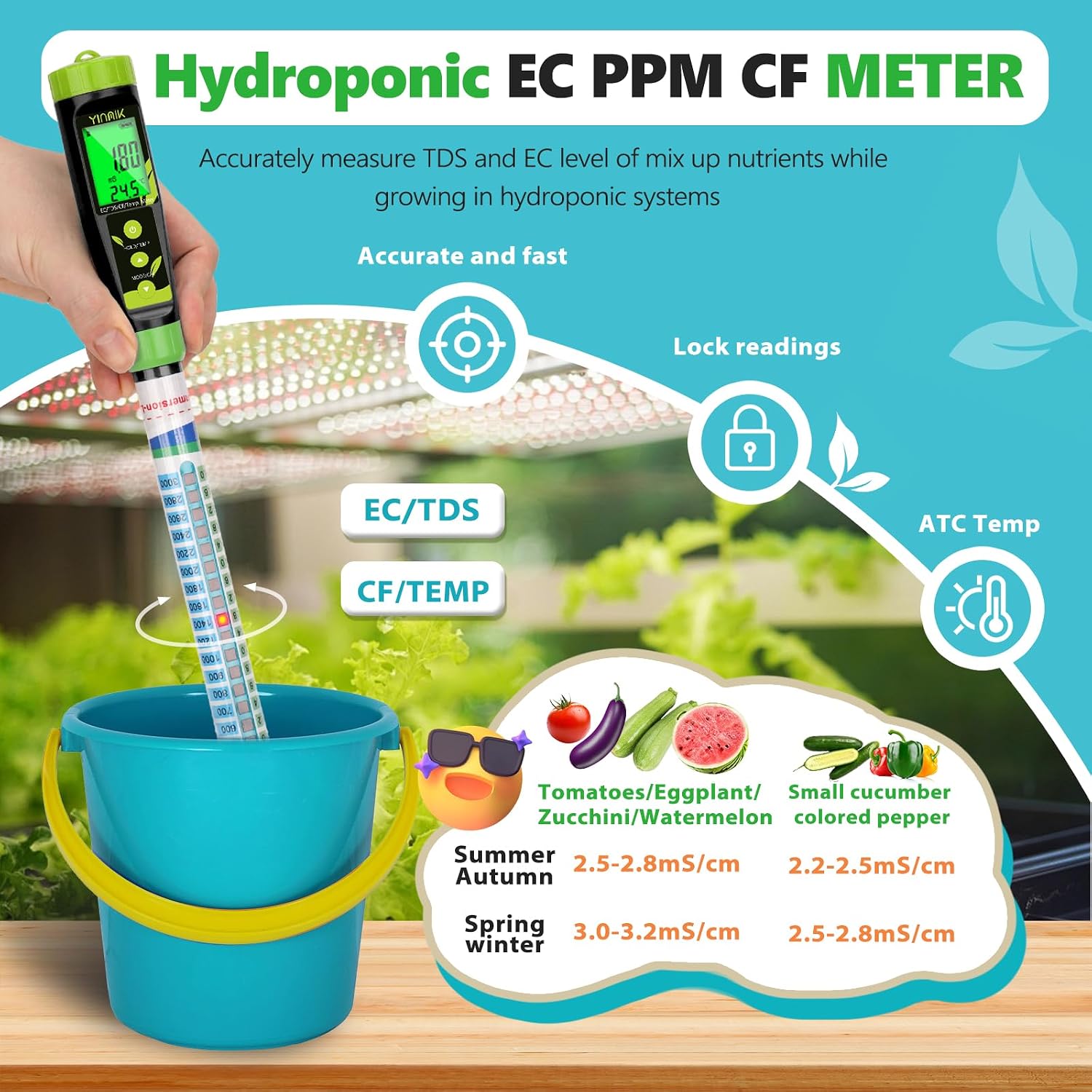 Truncheon Nutrient Meter for Hydroponics, TDS Meter Digital Water Tester | PPM Meter for Nutrients