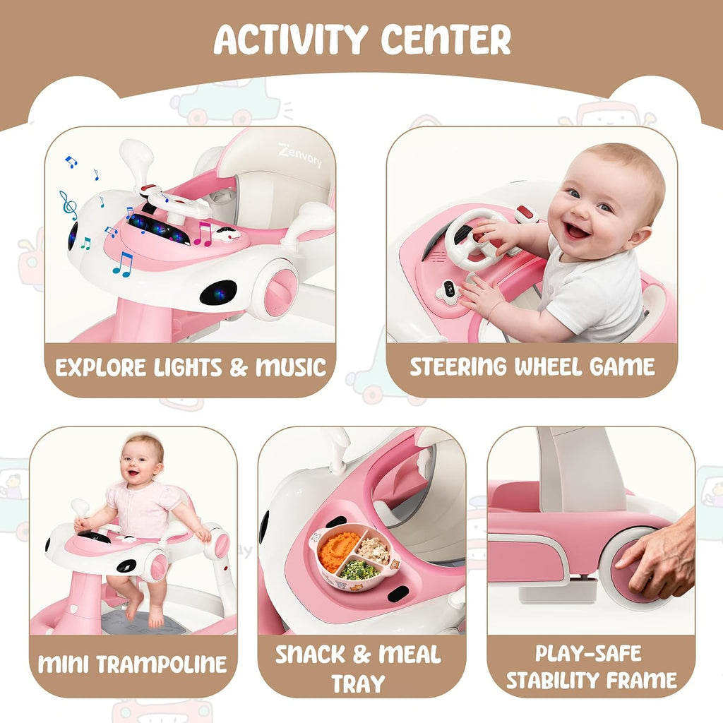 6-in-1 Foldable Baby Walker Activity Center Bouncer Rocker 6-18 Months
