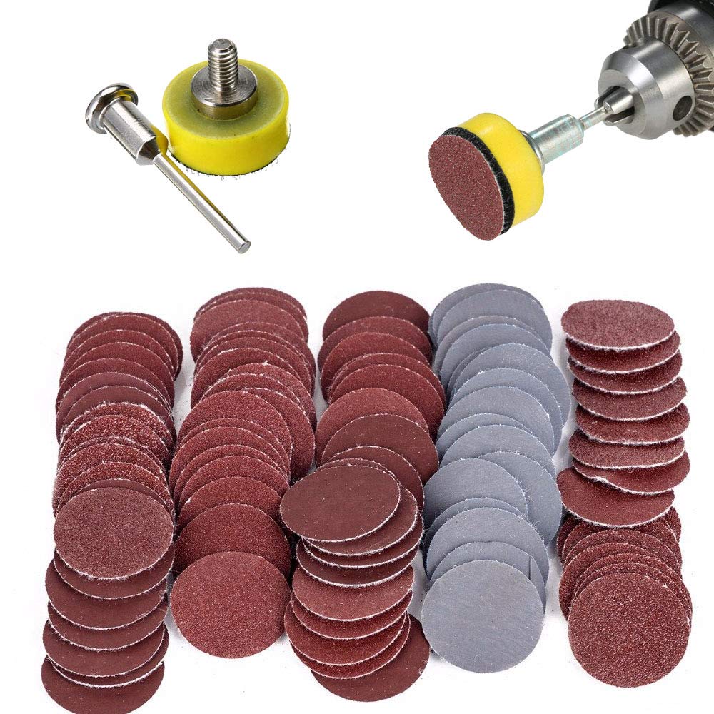 Saiper 100pcs 1 Inch/25mm Sanding Discs Pad Sander Disk Kit for Dremel