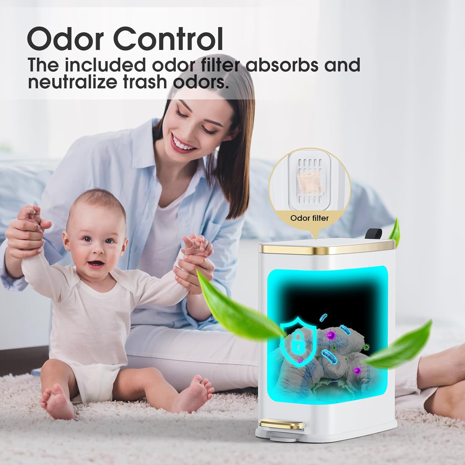 Small Bathroom Trash Can with Lid Soft Close-5L/1.3 Gal Stainless Steel Garbage Can-Step Pedal Wastebasket Slim Trash