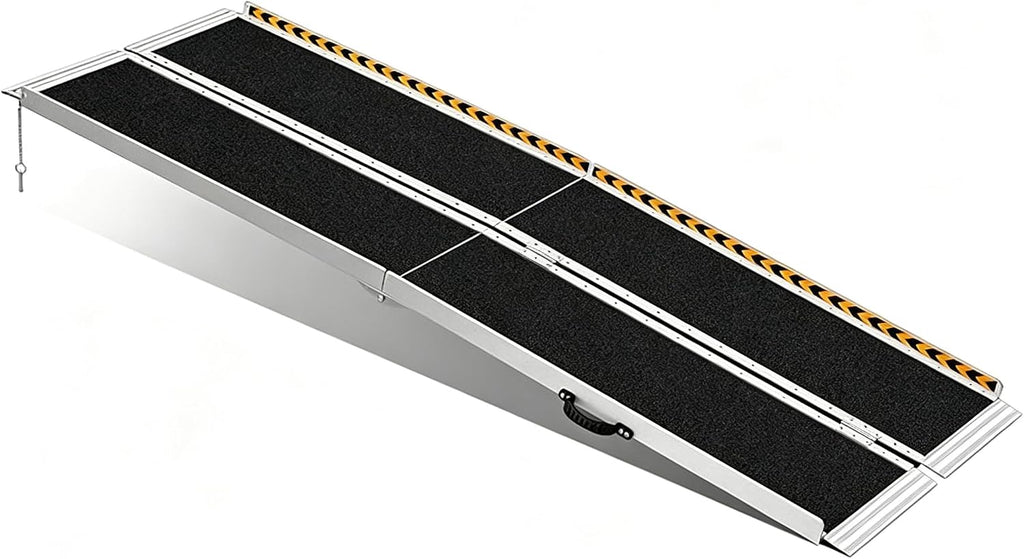 Portable Wheelchair Ramp 7FT, Non-Slip Aluminum Folding Portable Ramp, Handicap Wheelchair Ramps for Home Steps, 800