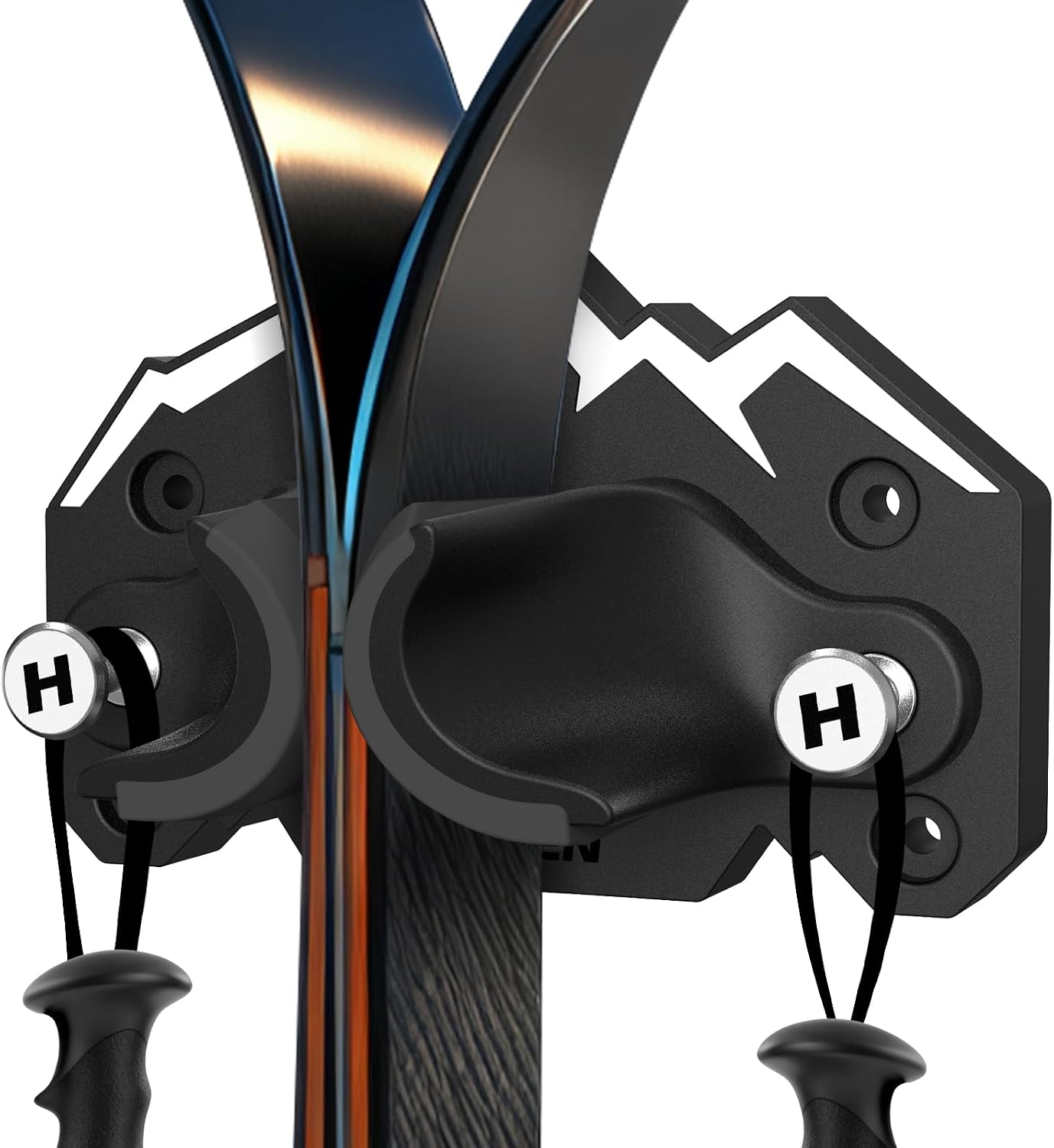 Ski & Snowboard Wall Mount,Fits Any Ski or Snowboard, Ski Wall Rack Non-Slip Storage for Garage