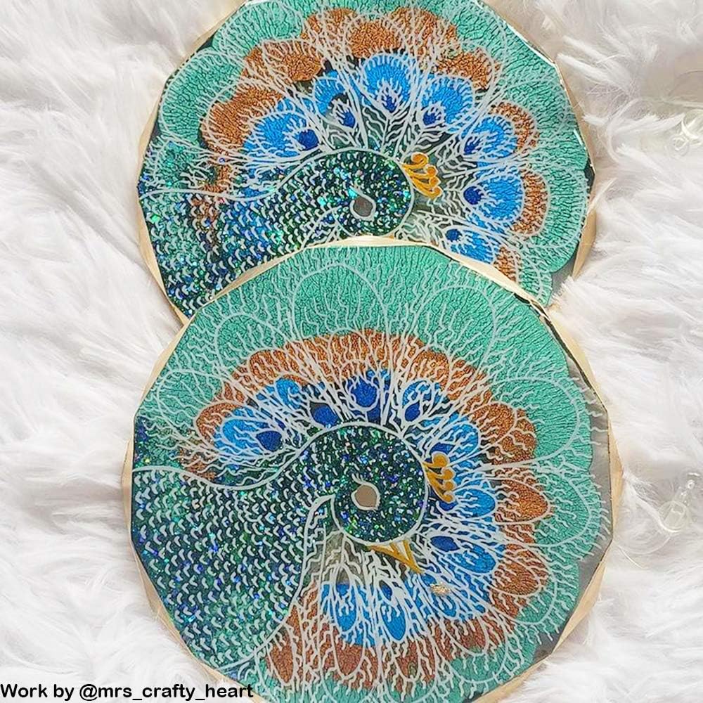 4 Pack Coaster Molds - Diamond Edge Crystal & Round Geode Silicone Molds for Epoxy Resin Casting
