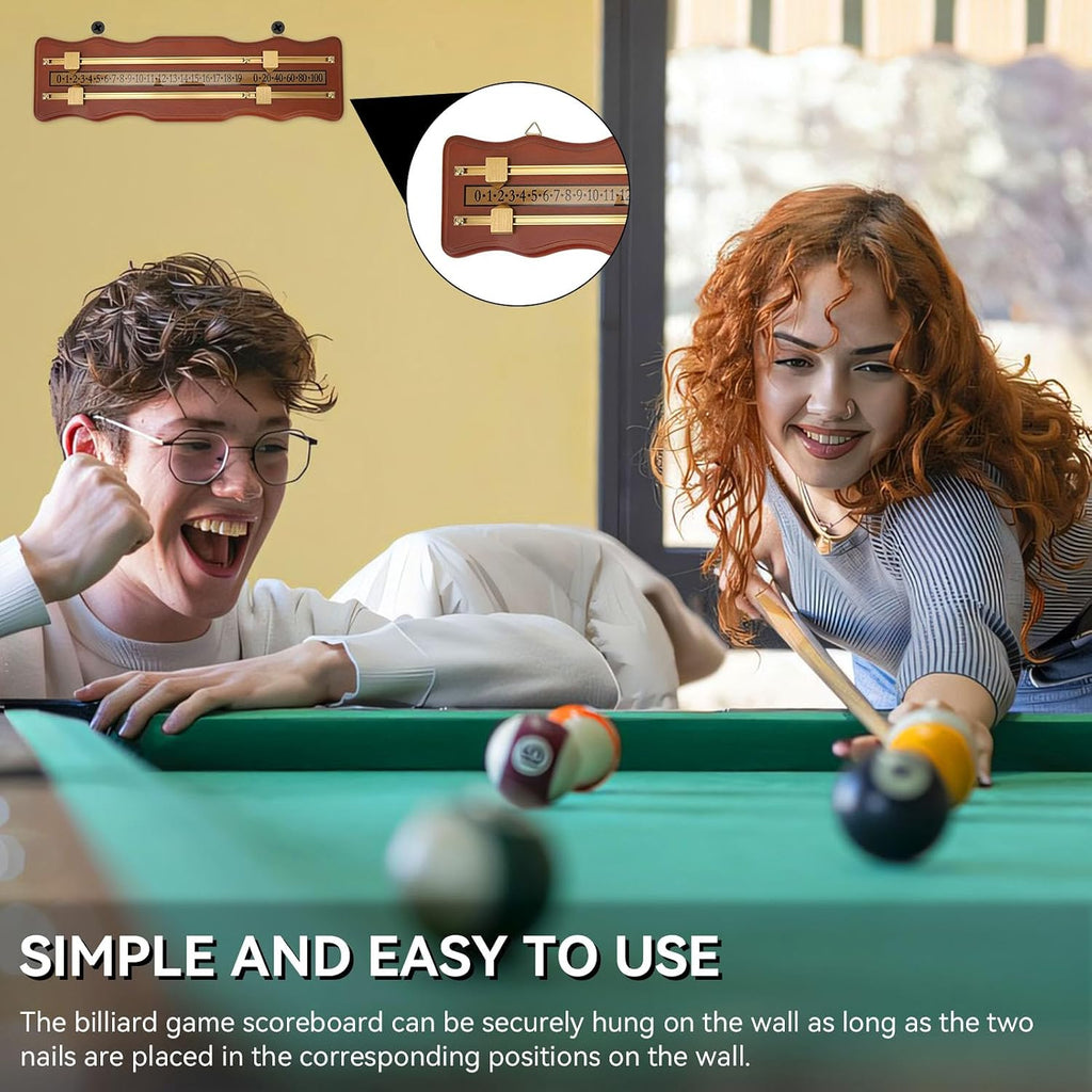 Billiard Game Scorer, 2 Track Wavy Billiard Score Board Medium Density Fiberboard and Metal Billiard Game Score