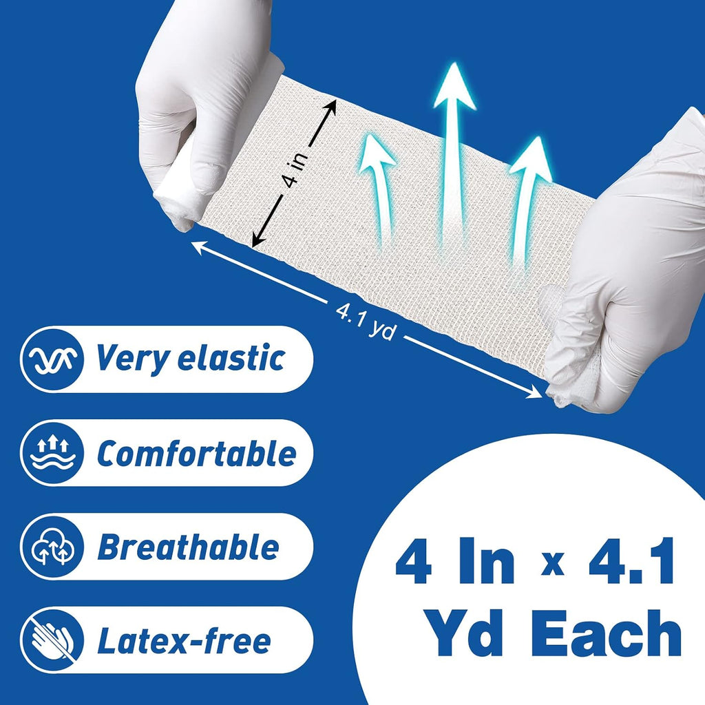 30 Pack Gauze Rolls Bandages, 4 in x 4.1 Yards, Premium Medical Supplies & First Aid Supplies, Bandage Wrap Vet Wrap