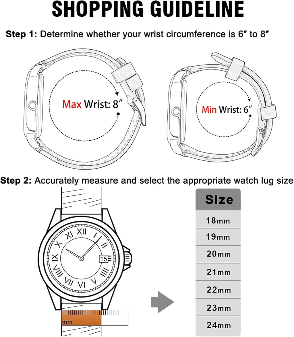 Christmas Gift Quick Release Leather Watch Band Leather Watch Strap 18mm 19mm 20mm 21mm 22mm 23mm or 24mm for Men and