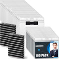 100 Pack Magnetic Name Badge Holders 4.5" x 3.9" Clear PVC Horizontal ID Card Holder with Magnet Backing, Waterproof