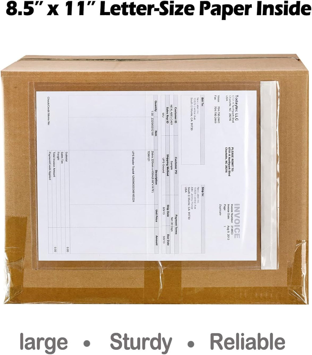 2.5 Mil Premium Clear 9.5'' x 12'' Packing List Envelopes, Adhesive Shipping Label/Documents Pouches/Sleeves for Full