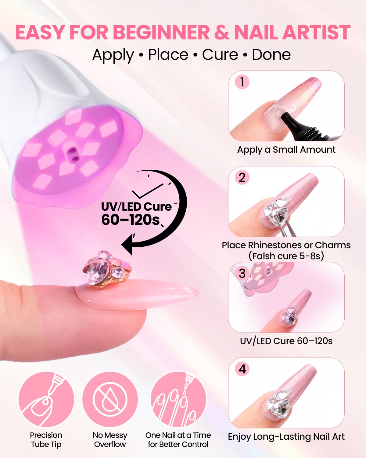 Rhinestone Glue for Nails: Super Strong 3D Gel for Nail Charms 30g