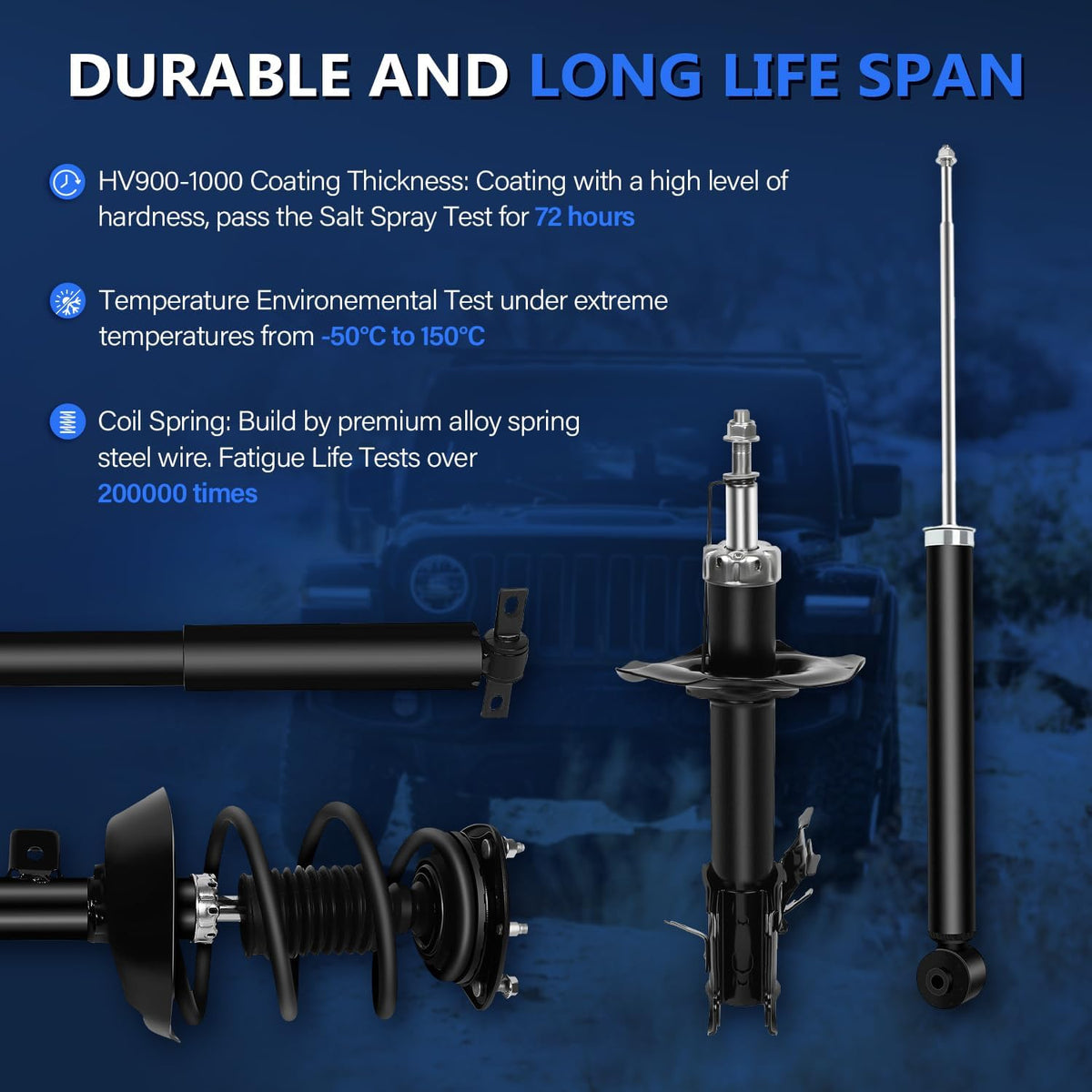 Maxfavor Front & Rear Shocks Struts Fit for Jeep Grand Cherokee 1999-2004