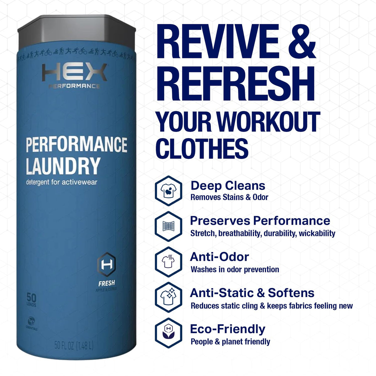Activewear Laundry Detergent, Fresh Scent, 100 Loads