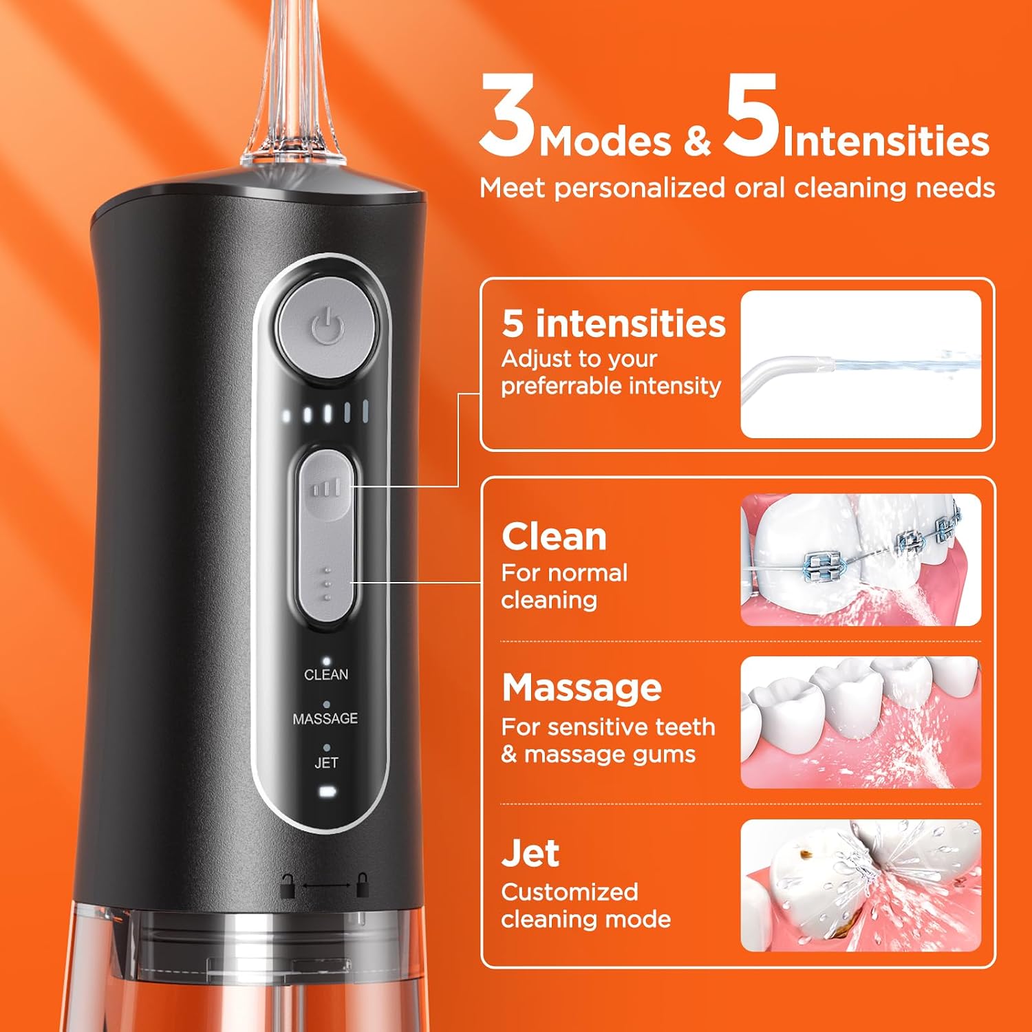 Water Flosser and Electric Toothbrush Combo - Cordless Water Flosser for Teeth - 5 Modes Sonic Electric Toothbrush, 3