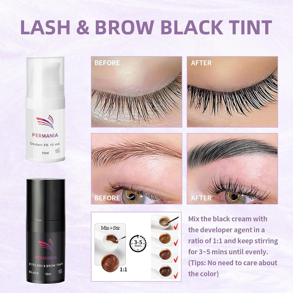 Lash Perm and Black Kit,Salon Grade Supplies for Eyelash Lift and Brow Lamination Black Ti-nt with Lash Lift Balm 4