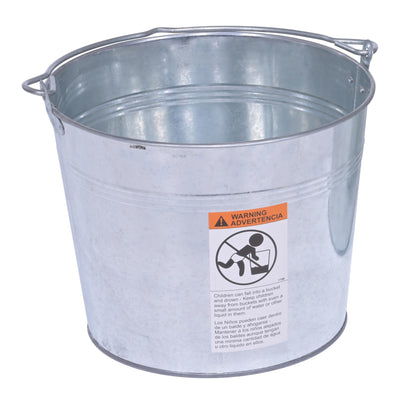 BKT-GAL-325 Galvanized Steel Bucket, 9-13/16" Depth, 3.25 gallon, 28 pound Capacity, Silver