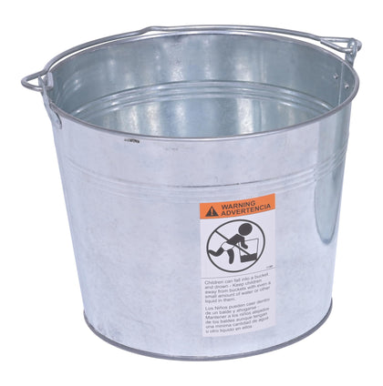 BKT-GAL-325 Galvanized Steel Bucket, 9-13/16" Depth, 3.25 gallon, 28 pound Capacity, Silver