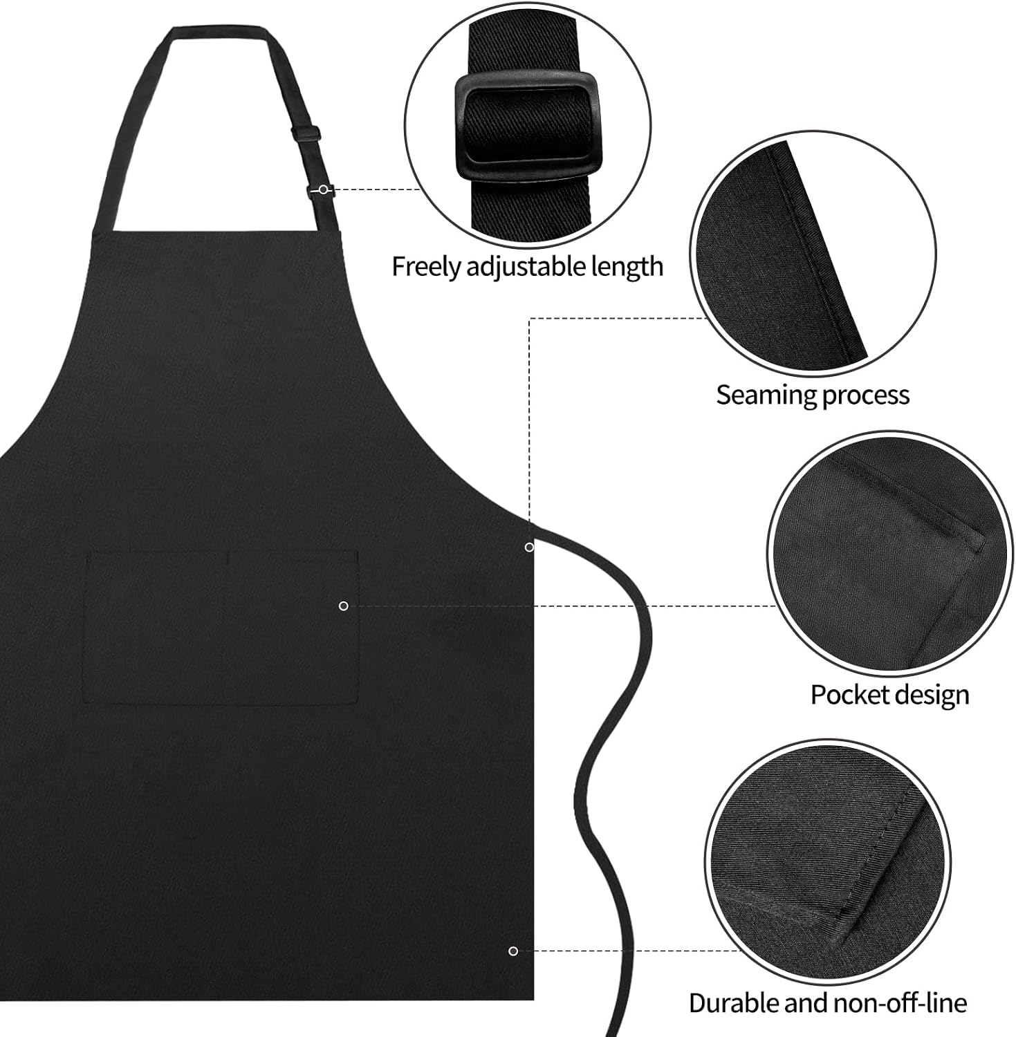 Chef Apron and Hat Set, Chef Hat and Kitchen Apron with Front Pockets for Adult