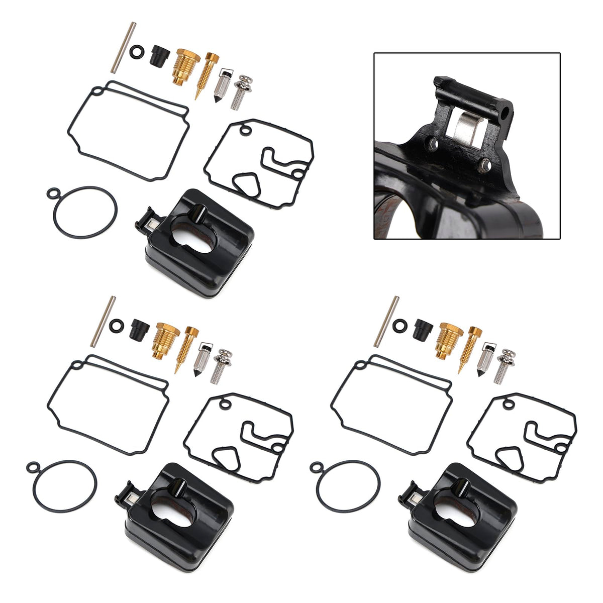 VIPIH Carburetor Carb Rebuild Repair Kit fit for Yamaha 2-Stroke 40HP 50HP Outboard Carburetor 6H4-14985-01-00 6H4-14590-01-00 with Float Gasket Jet Needle Valve O-Ring Seal 3Set