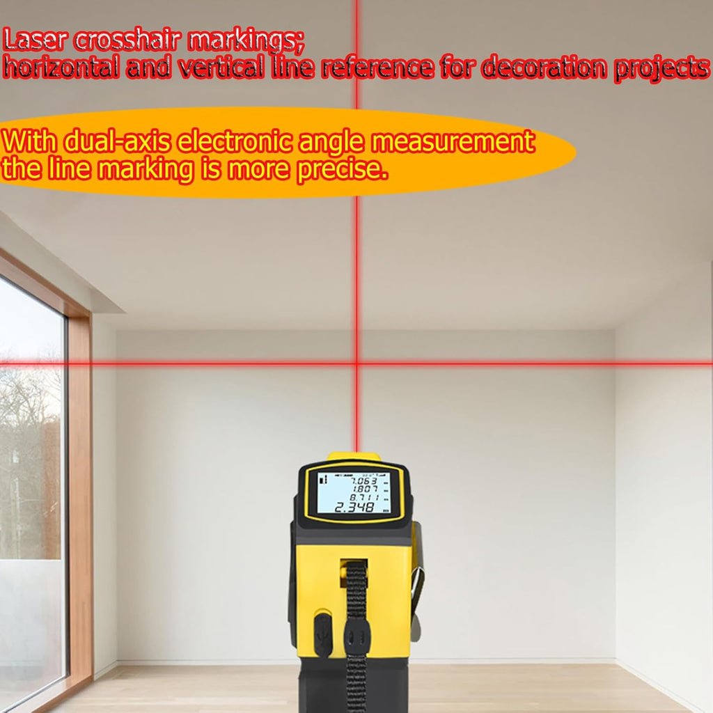 tape measure 4-in-1 laser Digital Measuring Tape & 60m/197ft Laser Distance Meter & with 16ft/5m & Crosshair markings