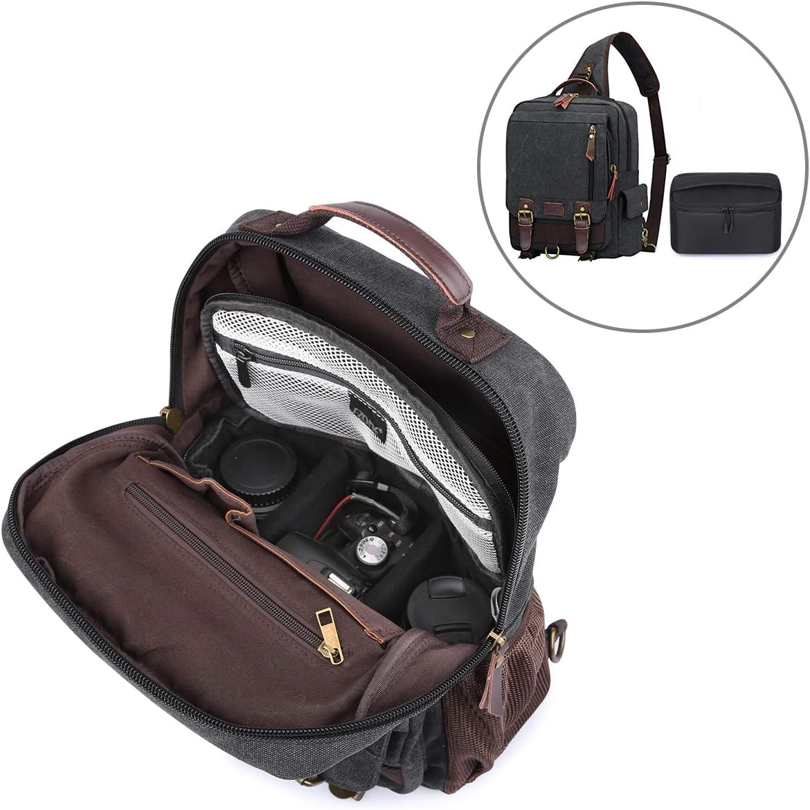 Padded Folding Camera Bag for DSLR SLR Camera TLR Sony Canon Nikon or Flash | Raindrop Proof, Fits in a Backpack