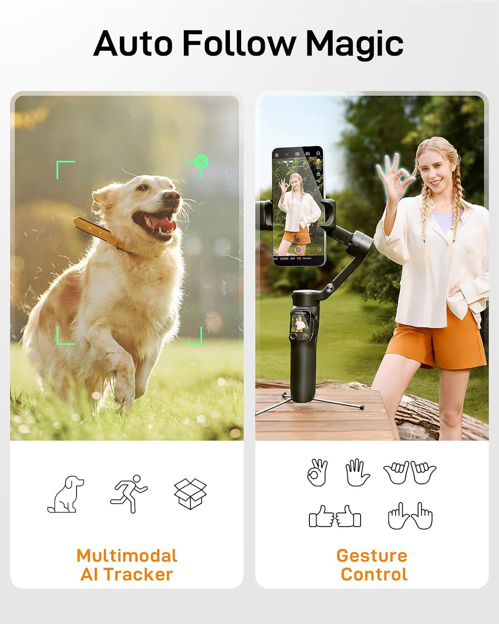 iSteady V3 Ultra 3-Axis Gimbal Stabilizer for iPhone & Android | AI Live Feed Monitoring, AI Auto Tracking