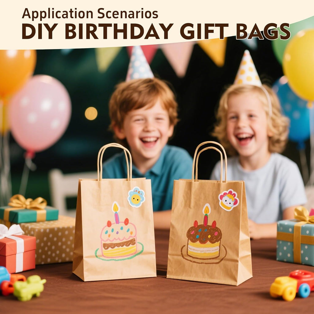 100 pcs Brown Paper Gift Bags with Handles, 8x4.5x10.8 Inch, Medium