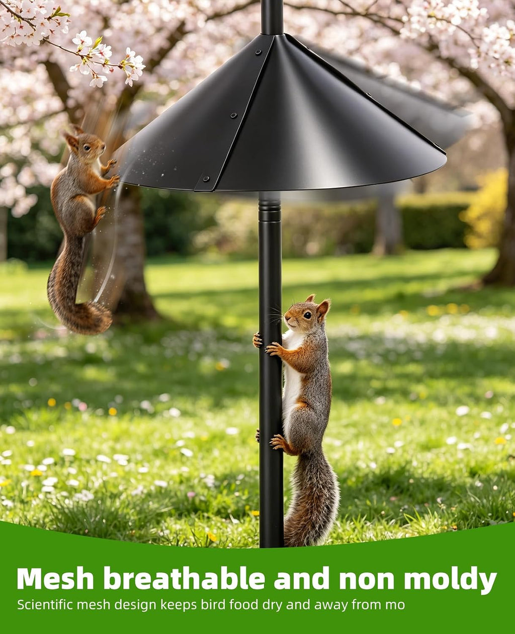 Bird Feeder Pole - 92 Inch Heavy Duty Birdhouse Stand with Squirrel Proof Baffle for Outdoor, Adjustable Bird Feeding