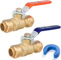 1/2" Push to Connect Ball Valve, Brass Plumbing for PEX Pipes, CPVC