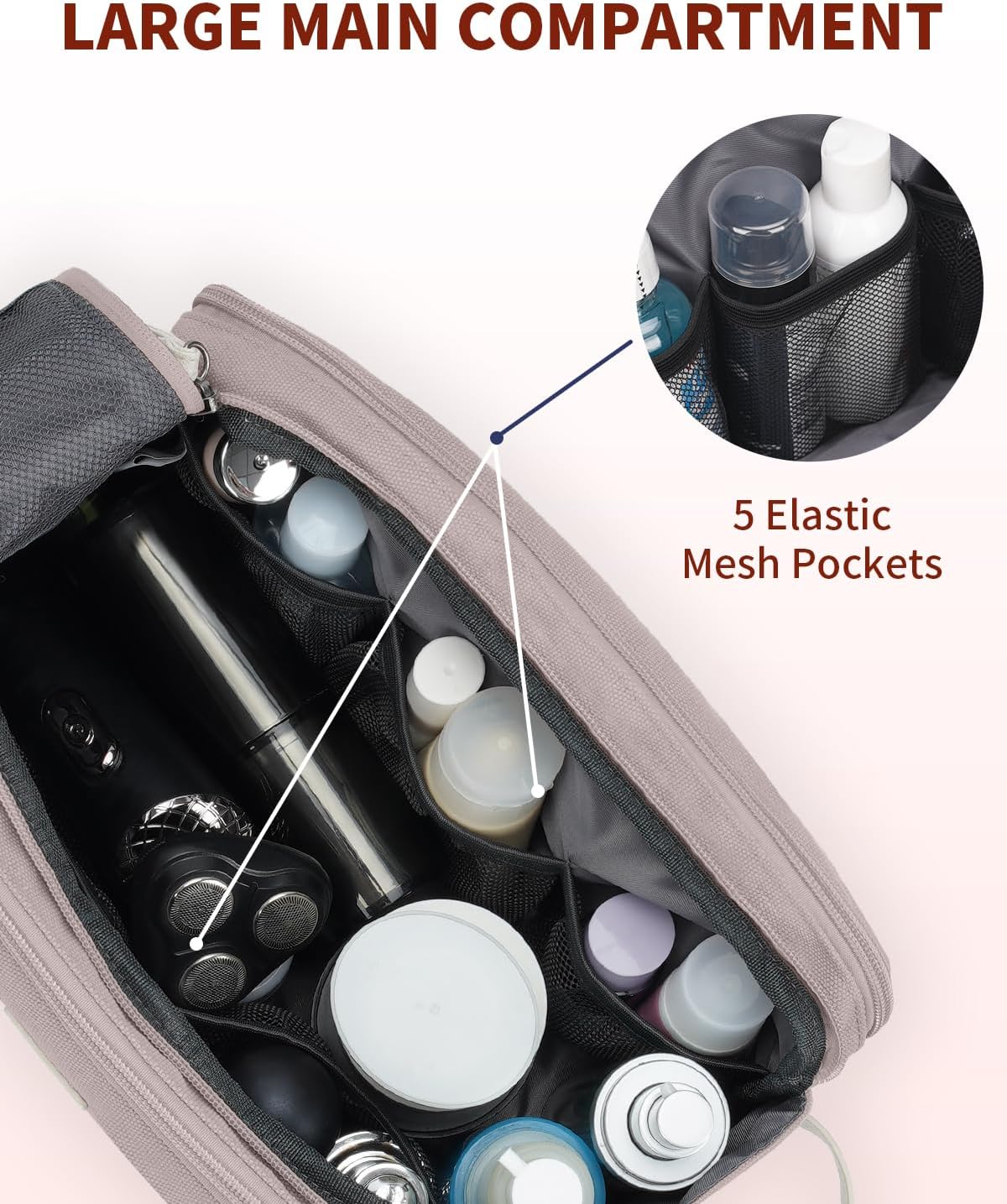 Toiletry Bag for Men Travel Toiletry Organizer Canvas and Leather Dopp Kit Water-Resistant Shaving Bag for Travel
