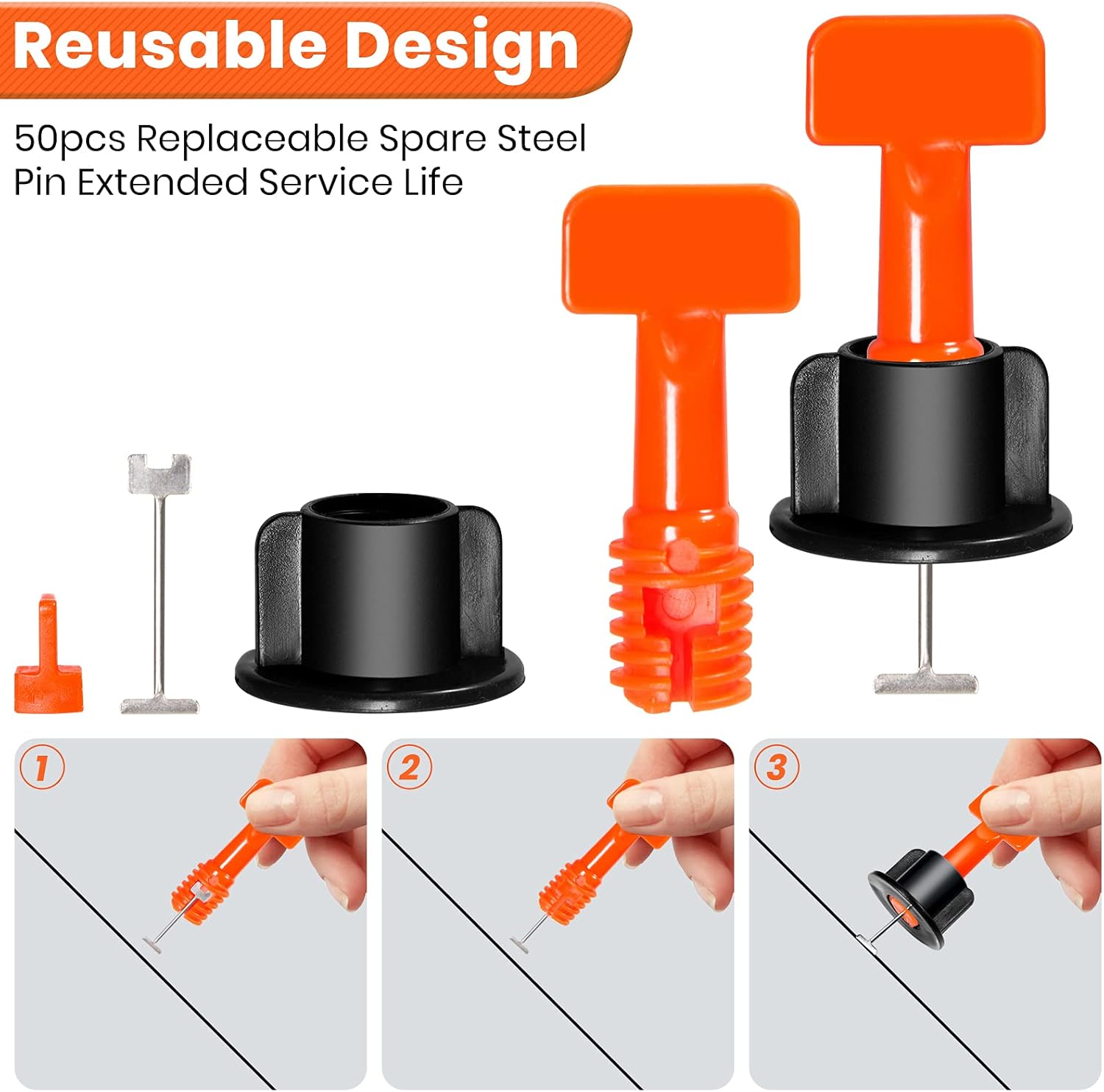 Tile Leveling System Kit,200pcs Reusable Tile Leveler Spacers+1000pcs 1/12" Cross-shaped Tile Spacers+5pcs