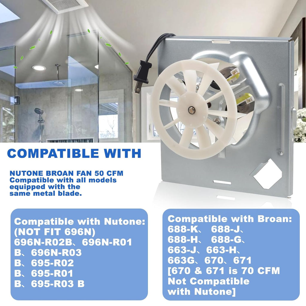 Upgraded S97012026 Fan, Bathroom Fan Assembly Compatible with Broan-Nutone
