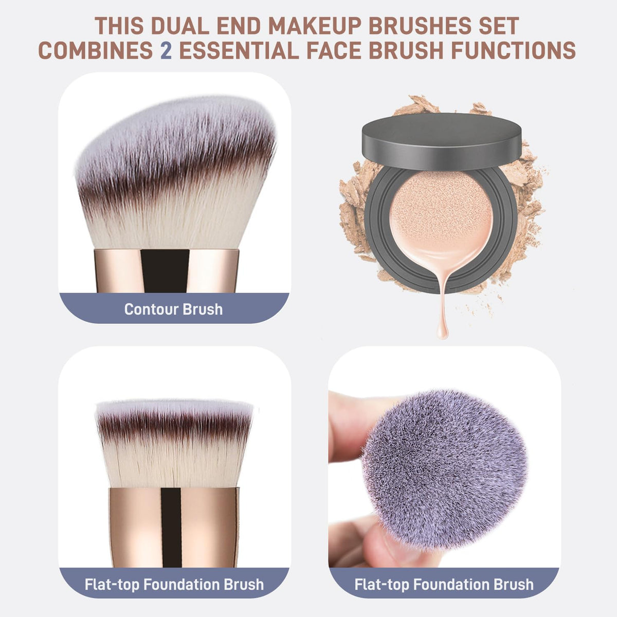 Foundation Brush, Premium Dual Powder Concealer Makeup Brush