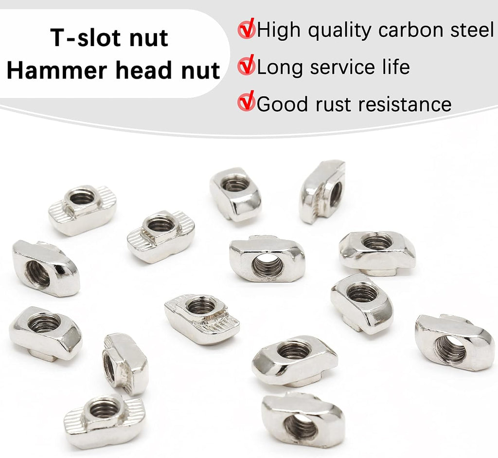 Sliding T Nuts, M8 Thread, 10mm T-Slot, 50 Pcs
