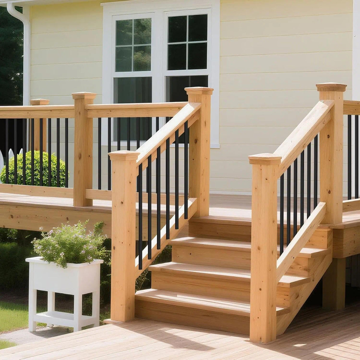 50 Pack 38" Balusters for Deck Railing, Black Rectangular Spindles