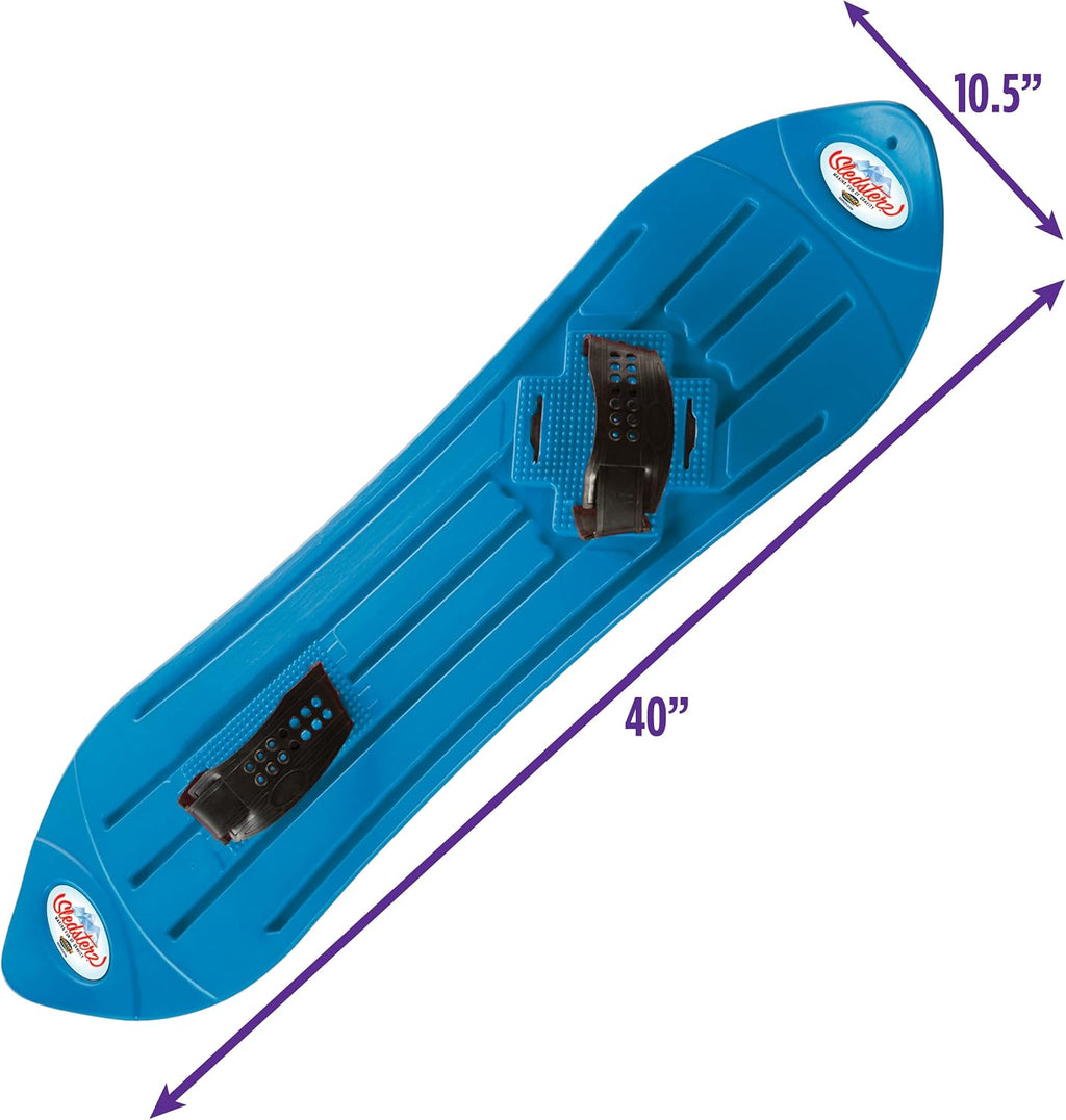 The Original Geospace Sledsterz Kids Beginner Snowboard for Winter Fun on Snow, with Adjustable Step-in Bindings; for