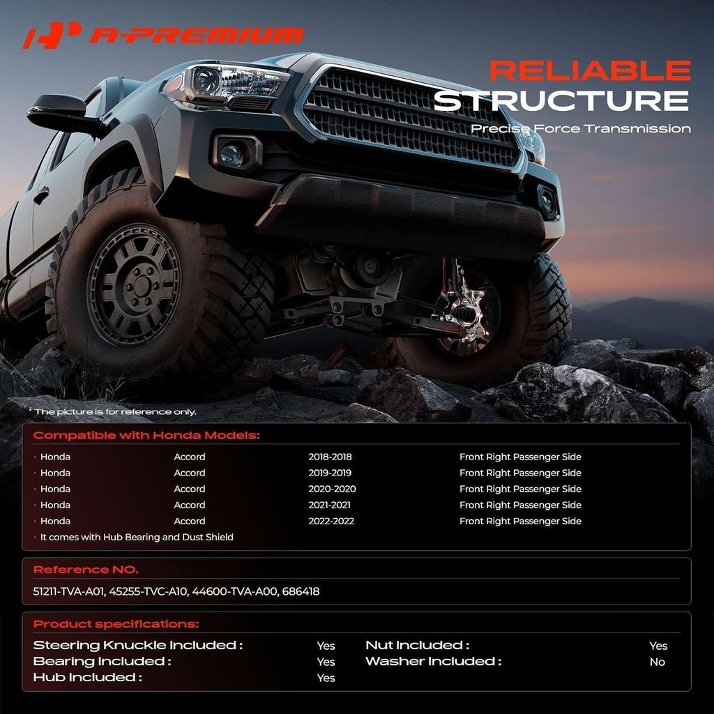A-Premium Front Right Steering Knuckle & Wheel Bearing Hub Assembly