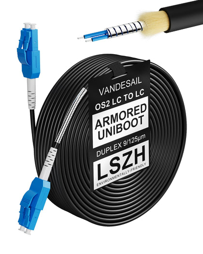 Uniboot LC to LC Fiber Patch Cable, OS2 Armored, 70M/230FT
