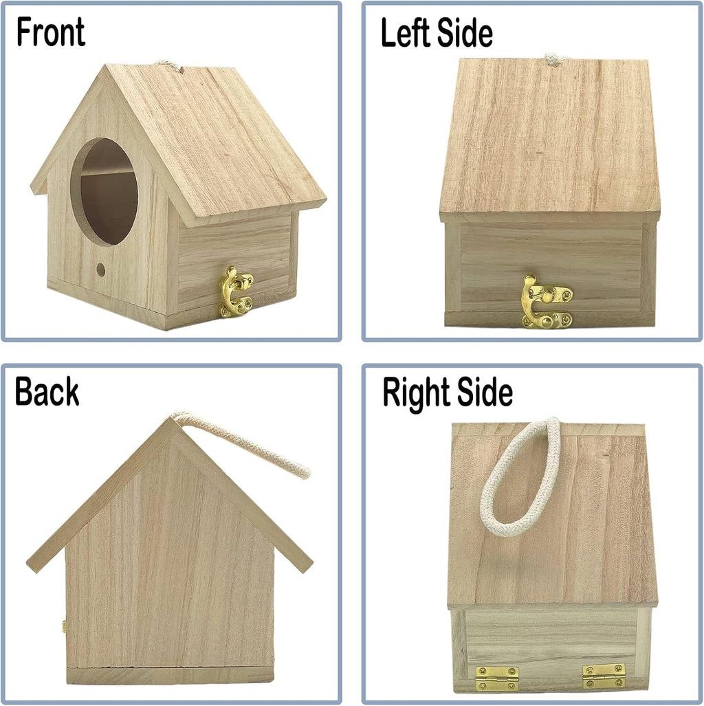 Wooden Bird House, Hanging Birdhouse for Outside, Garden Patio Decorative Nest Box Bird House for Robin Budgie