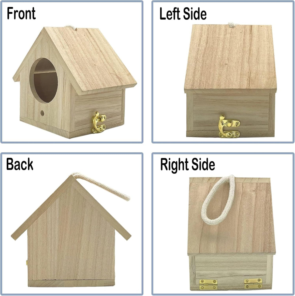 Wooden Bird House, Hanging Birdhouse for Outside, Garden Patio Decorative Nest Box Bird House for Robin Budgie